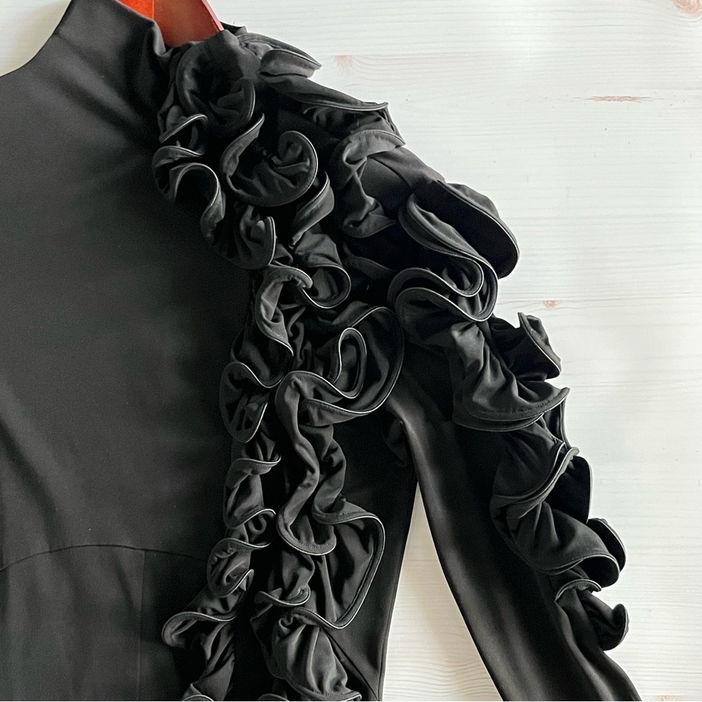 Elegant Black Ruffle Detail dress